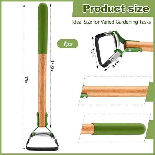 1 Pcs Mini Garden Hula Hoes for Weeding Long Stirrup Hoe Tools Scuffle Hoe Garden Tool for Lawn Yard Weeding Gardening (Wood Handle)