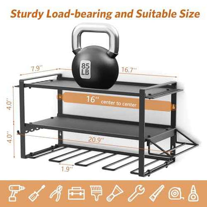 Power Tool Organizer Wall Mount, Drill Holder, Organizers and Storage for Workshop, Garage, Heavy Duty Metal Rack, 4 Drill Holders, 3 Layers, Black