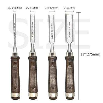 11" Wood Chisel Sets for Woodworking, Semi-Circular Edge Blade Chisel Woodworking Tools, Woodwork Chisel Carpentry Tools-4 Pack
