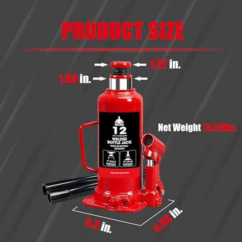Bottle Jack 12 Ton (24,000 LBs) Hydraulic Car Jack, Fit for Auto Truck Repair and House Lift, Red