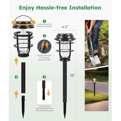 Bright Solar Pathway Lights Outdoor, 8 Pack Waterproof IP65, Auto On/Off Solar Powered Garden Lights for Yard Lawn Walkway Landscape Pool Outside - 3-in-1 Hanging, Tabletop & Stake Lighting