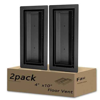 4x10 Floor Register, Heavy Duty Steel, 50% Higher Ventilation Performance Than Others, Sandtex Black Finish, Sleek Modern Design, Fits Tile Wood Inserts, Floor Vent Covers for Home Floor