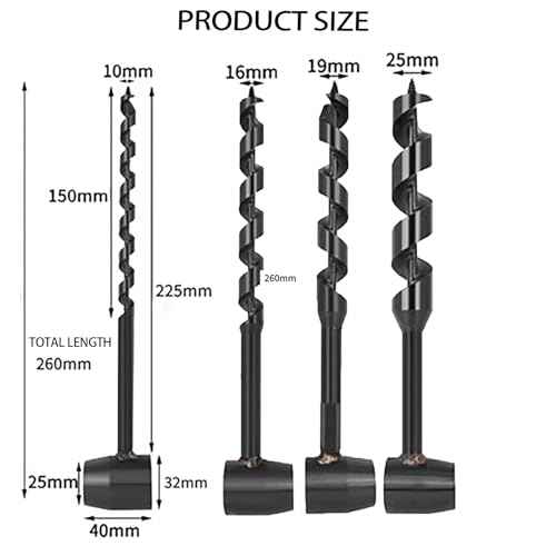 4 Pcs Hand Auger Wood Drill,Bushcraft Hand Auger Wrench Scotch Eye Wood Auger Survival Settlers Wrench Tool Bushcraft Gear for Camping,Outdoor,Hiking,Woodworking