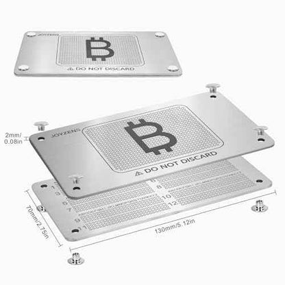 Stainless Steel Seed Phrase Punch Plate Kit, Crypto Wallet Backup, Compatible with Trezor, Ledger, SafePal
