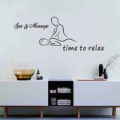 Time to Relax Wall Decal ? PVC Removable Vinyl Sticker for Spa, Massage Room, Sauna, Therapy Space, or Wellness Center ? Calming Word Art Decor ? Size: 36"x14" (Black-JWH329~Spa&Massage)