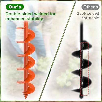 Auger Drill Bit for Planting 4"x32" Garden Drill Bit, Heavy Duty Auger Post Hole Digger with 3mm Thicker Spiral for Bulbs, Plants, Beach Umbrellas, Fence Posts - Fits 3/8" Hex Drive Drill