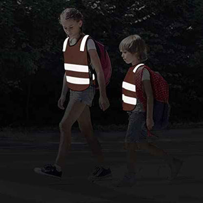 Geyoga 10 Pcs Kids Reflective Vest Bulk Visibility Child Safety Construction Vest Toddler Protective Orange Clothes for Boys Girls Cycling Walking Skiing Skateboarding Runner