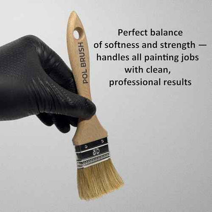 Set of 2 2 Inch Flat Paint Brushes - High European Quality - Natural Bristles - for Home, Wood, Walls, Art, Trim & Furniture - for Acrylic, Oil, Stain, Chalk & Latex Paints