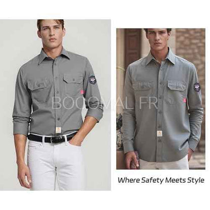 BOCOMAL FR Shirts 6.25oz Lightweight Welding Shirts Flame Resistant Men's Fire Retardant Shirt