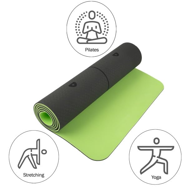 Non-Slip Yoga Mat with Alignment Marks – Lightweight Exercise Mat with Carry Strap for Home Workout or Travel by Wakeman Outdoors