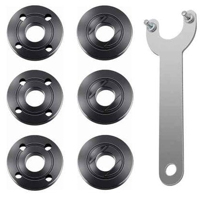 7PCS Grinder Flange Angle Wrench Spanner Metal Lock Nut£¬1PCS Angle Grinder Wrench, 6PCS Flange Nuts,Compatible with Dewalt Bosch Black Decker Ryobi Makita(5/8"-11 threaded shaft)