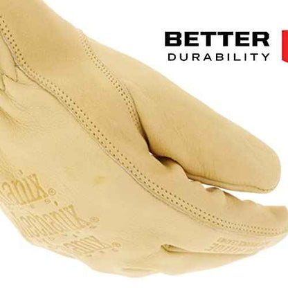 Mechanix Wear Leather Cow Driver - Breathable Leather Driver Gloves for Hand Safety - Elastic Cuff - Comfortable Fit - Water Resistant - Tan - Large
