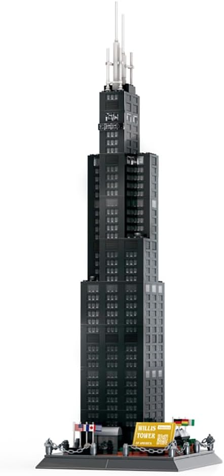 Willis Tower Chicago Building Set (1241 Pieces) Architecture Building Blocks Toys Home Décor Model Gifts for Kids and Adults
