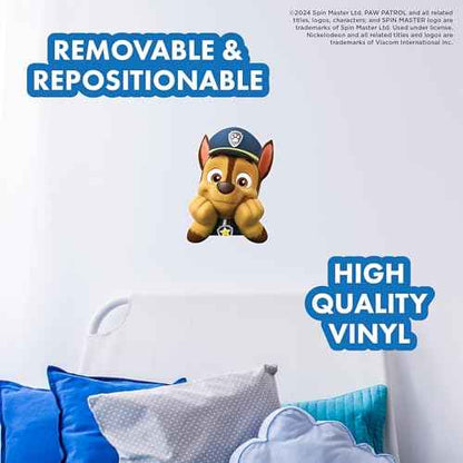 Paw Patrol Chase Peeking Wall Decal - 7" Vinyl Wall Sticker Bedroom Decorations - Paw Patrol Room Decor Peel and Stick