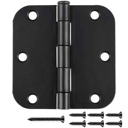 48 Pack Matte Black Door Hinges 3.5 x 3.5 Inch 5/8" Radius, Interior Heavy-Duty Rounded Hinge for Doors Standard Bedroom Office Door Hardware Removable Pin,RV,Garage,Storage Shed,Livestock Facilities