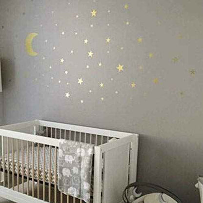 110Pcs Stars Wall Decal Vinyl Sticker, Removable Children Kids Art DIY Sticker Mural for Boy Girls Baby Room Decoration Good Night Nursery Wall Decor Home House Bedroom Design (Black)