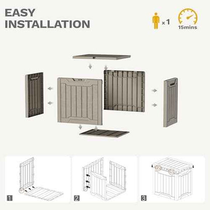 DWVO 30 Gallon Outdoor Storage Deck Box, Resin Patio Storage for Gardening Tools, Patio Cushions, Waterproof and Lockable (Light Brown)