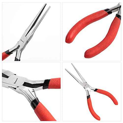 Needle Nose Pliers 6 Inch - Precision Pliers with Extra Long Tapering and Non-Serrated Jaws for Jewelry Making, Bending Wire and Small Object Gripping - Pack 1