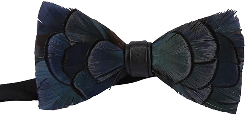 JOIZPAPA Men's Pre-Tied Bow Tie Handmade Feathers Bowtie Adjustable Length Necktie
