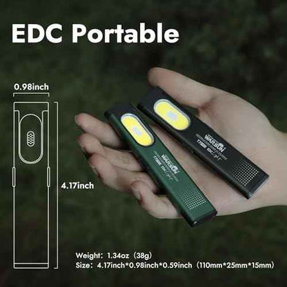 WARSUN T7 EDC Flashlight, Compact Multi-Mode Pocket LED Flashlight, USB-C Rechargeable, IPX4, Dual Material, Red/Blue Strobe (2, Black) (Black-2Pcs)