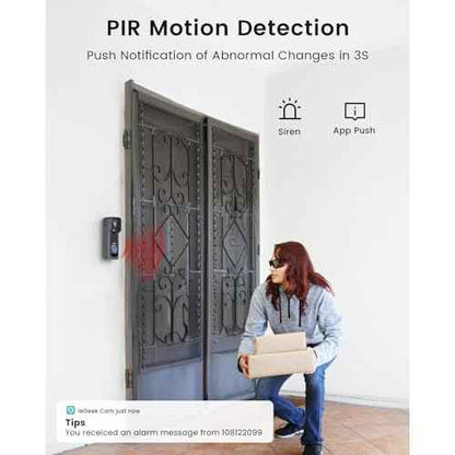 ieGeek 2K Wireless Doorbell Camera No Subscription with 145¡Æ Adjustable Angle Mount, Smart Video Doorbell with Chime, Motion Detection, 2-Way Talk Voice Changer, Works with Alexa, Only 2.4Ghz WiFi
