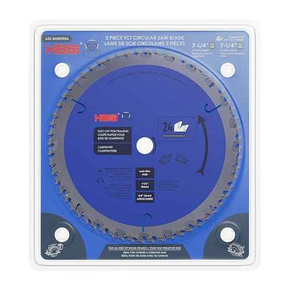 2 Pack 7-1/4" Circular Saw Blades, 24T Framing & 60T Finishing, TCT Blades for Wood, Plywood, & Multi-Material Cutting, Durable Tungsten Carbide-Tipped (TCT) with 5/8" Arbor