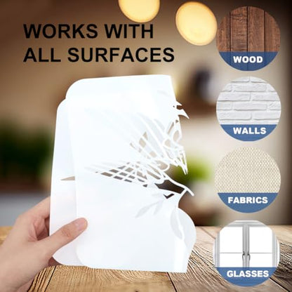 MAYJOYDIY 9Pcs Dog Paw Print Stencil 5.9¡¿5.9inch Cute Puppy Painting Stencils Reusable Love Mom Bark Template DIY Craft for Painting on Wood Furniture Canvas Wall Decoration