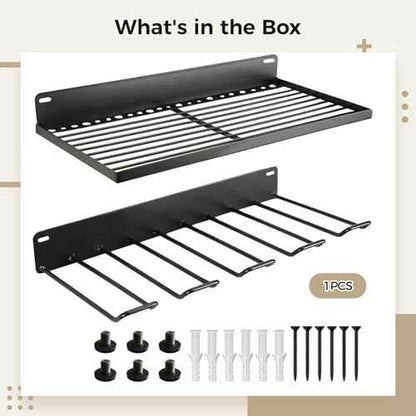 Resin Storage Shed Shelf, Wall Mounted Storage Basket Shed Accessory Set with Bolts, Compatible with Suncast Sheds, Garage Power Tool Rack, Easy Installation