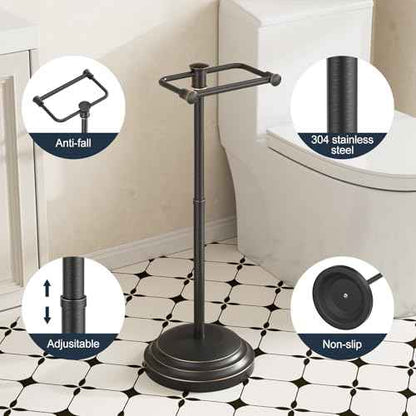 Bathroom Toilet Paper Holder Stand, Oil Rubbed Bronze Toilet Paper Holder Free Standing, Stainless Steel Pivoting Toilet Tissue Roll Holder£¬Adjustable Height (14 to 24 Inch) Paper Holder