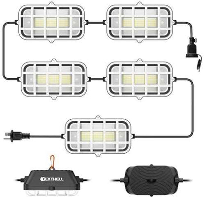 50FT LED Construction String Lights, 75W Super Bright 7500LM Plug in Linkable String Work Lights, 5000K Waterproof IP67 Temporary Lighting for Construction Sites, Jobsites, Indoor & Outdoo