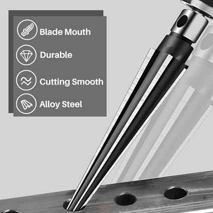 Tapered Reamer Set with T Handle, 3-13mm (1/8''-1/2'') & 5-16mm (3/16"-5/8") 6 Fluted, Carbon Steel Hex Shank for Guitar Woodworking - 2pcs