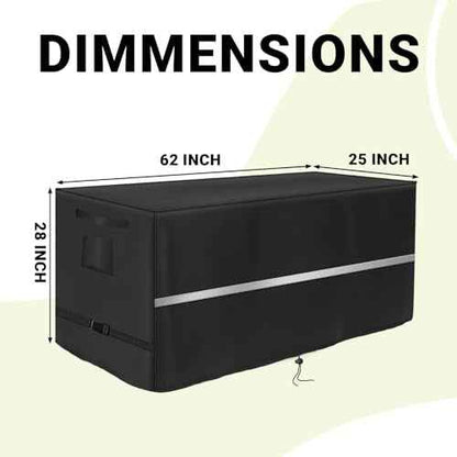 Deck Box Cover Heavy Duty Waterproof Deck Box with Handle, Outdoor Large Storage Box Cover Patio Rectangular Bench Cover (62 x 25 x 28inch)