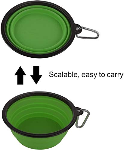Large Collapsible Dog Bowls, 34oz Travel Water Food Bowls Portable Foldable Collapse Dishes with Carabiner Clip, 2 Pack (Purple+Red)