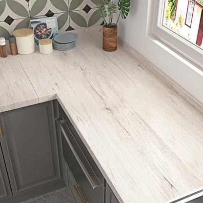 Wallercity Oak Wood Grain Contact Paper for Kitchen Countertops Light Wood Peel and Stick Wallpaper for Table Tops Desk Vinyl Self Adhesive Waterproof Wall Paper for Countertop Cabinets 15.8''x78.7''