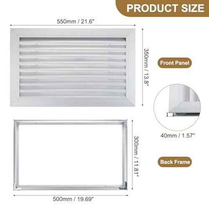 PATIKIL Door Air Vent Cover, 20 x 12 Inch, Aluminum Grille Ventilation Cover, Louvered Door Vent Grille, for Cabinet Wardrobe Door, Silver Tone