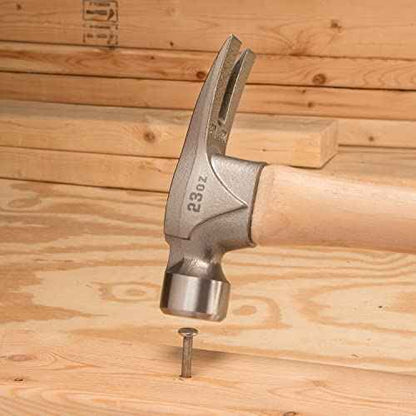 ESTWING Pro California Hammer - 23 oz Rip Claw Hammer with Smooth Face & Hickory Wood Handle - MRW23LS