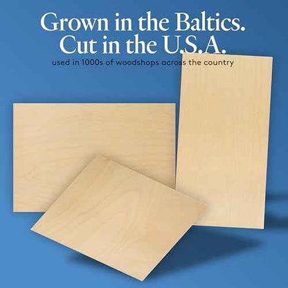 6 mm Baltic Birch Plywood 1/4 x 12 x 12 Inch, Box of 24 B/BB Grade Craft Wood, Stronger Than Basswood Sheets, for Laser, CNC Cutting and Wood Burning, by Woodpeckers