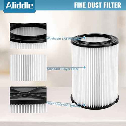 Standard Wet or Dry Vac VF4000 Filter Replacement Compatible with ridgd 5-20 Gallons Vacuum Cleaner, Husky 6-9 Gal WD5500 WD0671 RV2400A RV2600B,4 Pack Dust Filters for Vacuum Cleaners