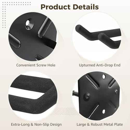 4 PCS Heavy Duty Garage Hooks, 12.2 in Wall Mount Long Hangers with Non-Slip Coating, Strong Metal Hooks for Chairs, Power Tools, Garden Tools, Ladders, Tires, Garage Organization
