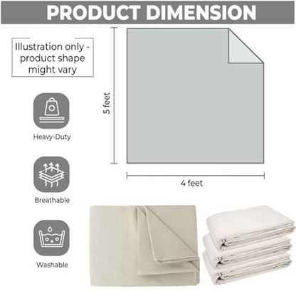 Premium Cotton Canvas Drop Cloth - 8 oz, 4x5 ft - Perfect for Painting, Furniture & Floor Protection (4x5)