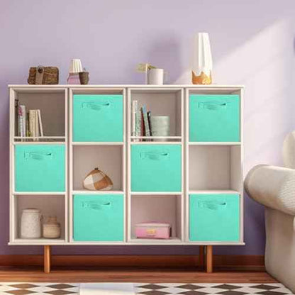 PowerKing Collapsible Storage Cubes with Handles, Fabric Foldable Bins for Closet Shelves, Durable Organization Storage Bins, 10.5'' x 11'' x 10.5'' (New Green, 6Pack)
