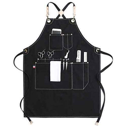 Jeanerlor Work Apron Durable Tool Aprons for Women and Men Cross-Back Straps