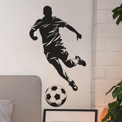 Soccer Player Sport Wall Stickers, sacinora Sport Silhouette Wall Decals Removable Vinyl Peel and Stick for Kids Teens Boys Bedroom Nursery Playroom Home Decorations