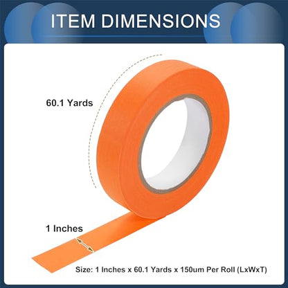 Masking Tape, 1 Inches x 60.1 Yards DIY Car Auto Paint Painters Tape Orange, 1 Pc