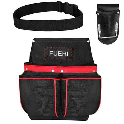 FUERI Cordura Tool Pouch with Belt Clip Hammer Hoslters 11 Pocket Pouches for Tool Belt Construction Carpenters Electrician Men Women Workers