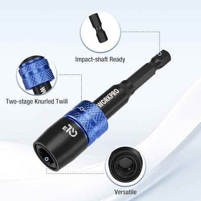 WORKPRO 2-Piece Drill Screwdriver Bit Holder for Impact Driver Bits, 3" Drill Bit Extension, 1/4 Inch Hex Shank Quick Release Extension Adapter, Ideal for Nuts, Drills and Socket Driver Adapters