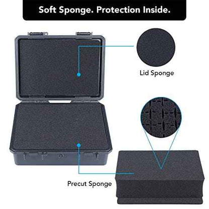 Lykus HC-2120 Mini Hard Case Dry Box with Foam Insert, Interior Size 8.3x5.9x2.7 in, IP66 Splash-Proof, Suitable for Cellphones, Tools, Small Devices and More