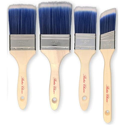 Bates 4 Pack Wood Handle Professional Wall Paint Brush Set - Trim & Sash Brushes