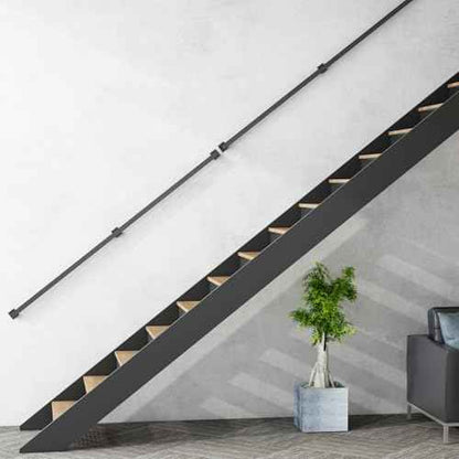 4FT Stair Railings Indoor, Black Iron Railings for Stairs, Industrial Handrail Wall Mounted, Hand Railing for Stairs Indoor 500lbs Load Capacity, Sturdy Stair Railing for Loft Porch Deck, 2 Sections