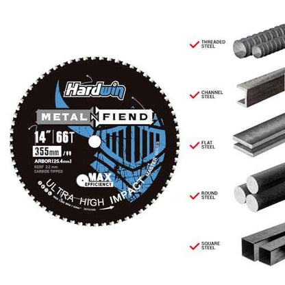 14-Inch Metal Cutting Saw Blade ? No Heat, Low Sparks, 66-Tooth Cermet Carbide Tipped, Fits Evolution S14CPS/S15CPS/S355CPS ? Thin Kerf for Steel, Angle Iron, Threaded Rod, 1-Inch Arbor
